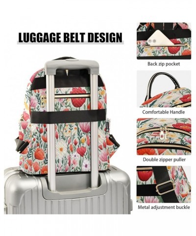 Fashion Backpack Mini Backpack Purse Casual Daily Backpack Red White Pink Flower for Travel for College Work Medium $20.89 Ba...