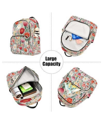 Fashion Backpack Mini Backpack Purse Casual Daily Backpack Red White Pink Flower for Travel for College Work Medium $20.89 Ba...