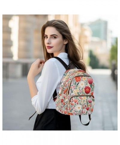 Fashion Backpack Mini Backpack Purse Casual Daily Backpack Red White Pink Flower for Travel for College Work Medium $20.89 Ba...