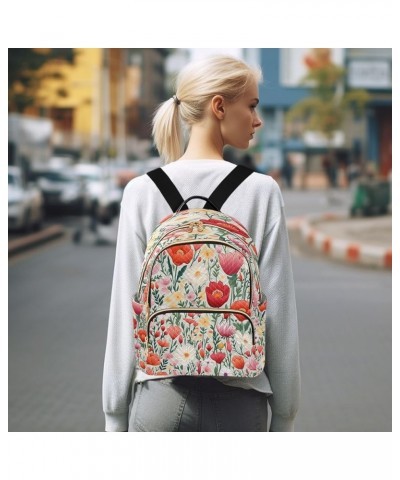 Fashion Backpack Mini Backpack Purse Casual Daily Backpack Red White Pink Flower for Travel for College Work Medium $20.89 Ba...