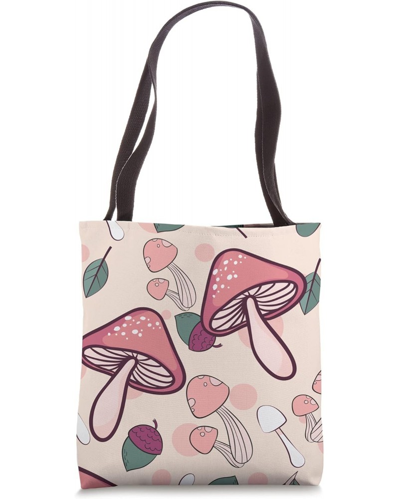 Cottagecore Autumn Season Pattern Mushroom Tote Bag $12.16 Totes