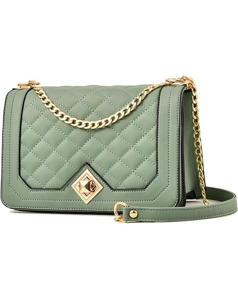 Women Leather Chain Crossbody Bags For Women Handbags Shoulder Bags Messenger Bags Female Green $25.08 Shoulder Bags