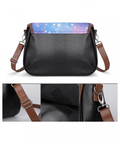 Starry Sky Galaxy Women's PU Leather Purses Crossbody Shoulder Bag Messenger Bag $21.26 Shoulder Bags