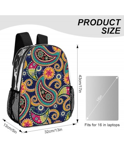 Clear Backpack Heavy Duty, Compatible with Paisley Flowers Floral Clear Bag Stadium Approved, PVC Transparent Clear Book Bag ...