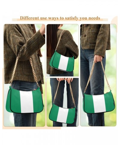 Patriot Shoulder Bag Nigeria Flag Women Clutch Handbag Shoulder Purch Boho Bag Date Chain Bag Country Flag Tote Bag Holiday B...