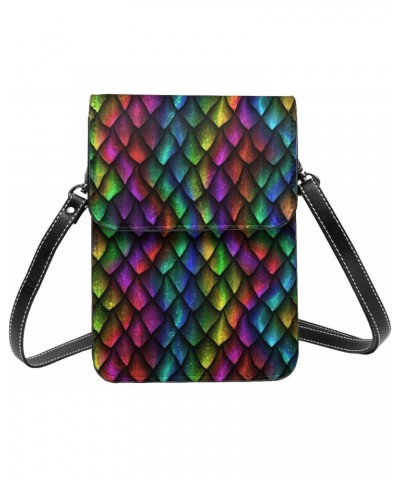 Dragon Scales Reptile Skin 3D Colourful Small Crossbody Cell Phone Purse for Women Mini Messenger Leather Shoulder Wallet $21...