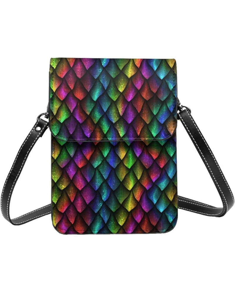 Dragon Scales Reptile Skin 3D Colourful Small Crossbody Cell Phone Purse for Women Mini Messenger Leather Shoulder Wallet $21...