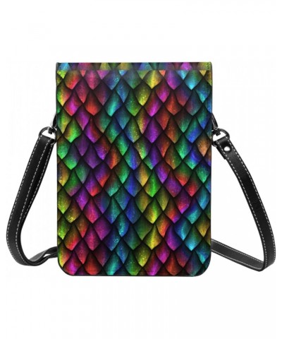 Dragon Scales Reptile Skin 3D Colourful Small Crossbody Cell Phone Purse for Women Mini Messenger Leather Shoulder Wallet $21...