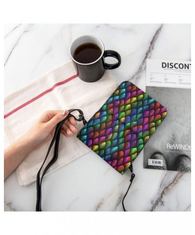 Dragon Scales Reptile Skin 3D Colourful Small Crossbody Cell Phone Purse for Women Mini Messenger Leather Shoulder Wallet $21...