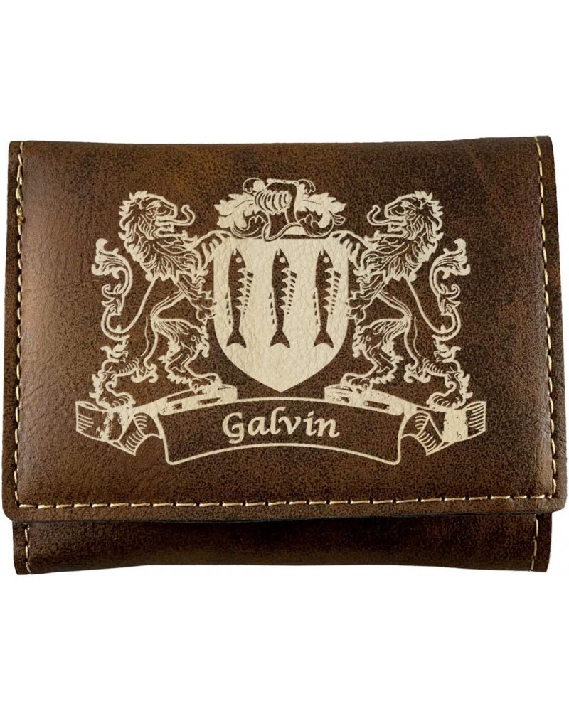 Galvin Irish Coat of Arms Rustic Leather Wallet $12.28 Wallets