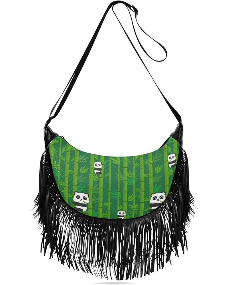 Women's Crossbody Handbags, Summer Watermelon Pink Tassel Shoulder Bags Leisure Purse Women's Hobo Handbag Cute Panda Green B...