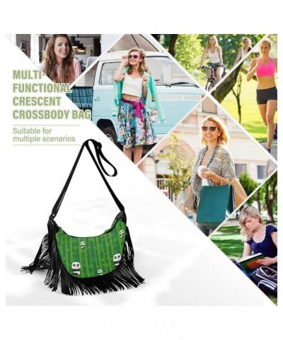 Women's Crossbody Handbags, Summer Watermelon Pink Tassel Shoulder Bags Leisure Purse Women's Hobo Handbag Cute Panda Green B...