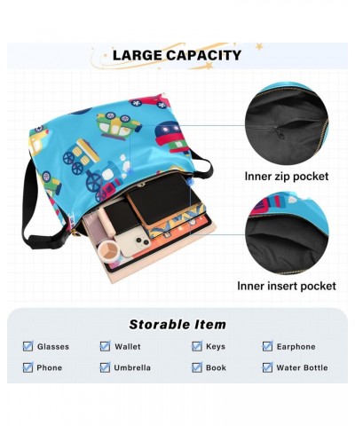 Cute Transport Car Truck Hobo Shoulder Bag for Women Men PU Leather Crossbody Bag Slouchy Tote Handbags for Working Shopping ...