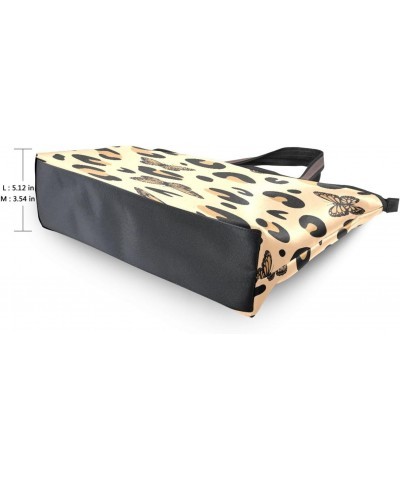 Womens Tote Bag, Leopard Print with Butterfly Ladies Zip Shoulder Handbags $13.43 Shoulder Bags