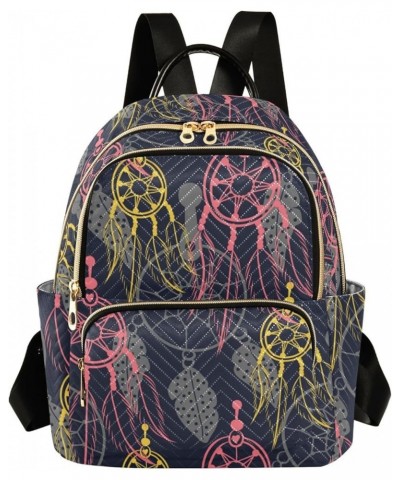 Pink Dreamcatcher Fashion Travel Backpack for Women Multi Pockets Lightweight Purse for Women-S Multicolor $16.17 Backpacks