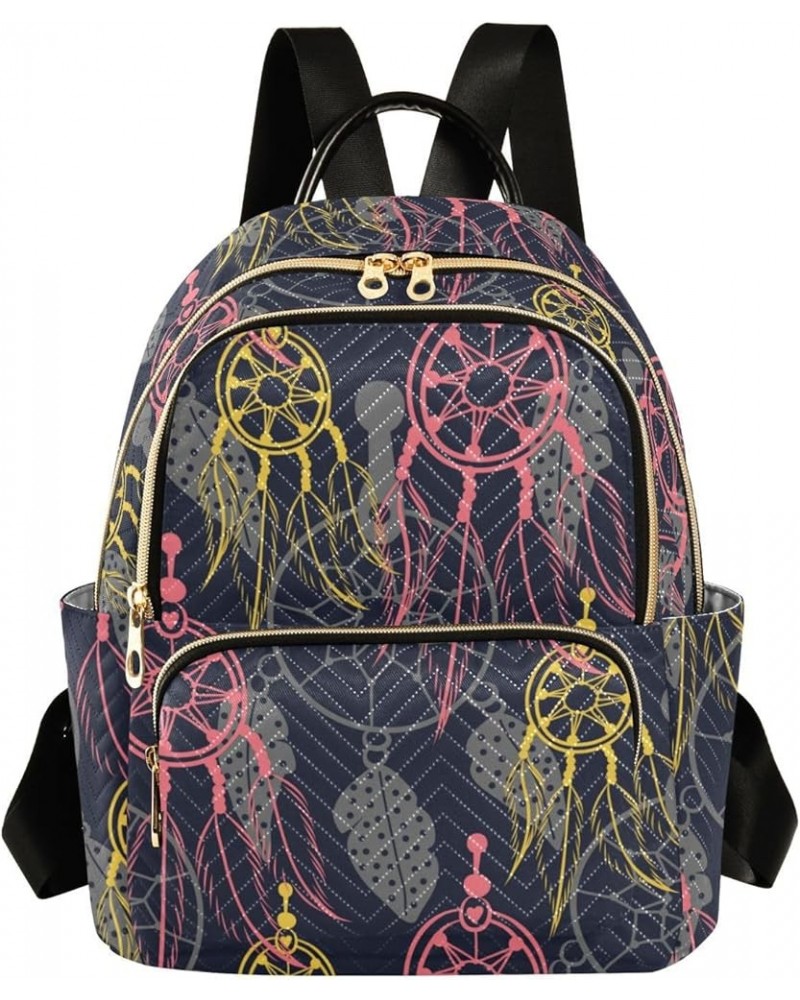 Pink Dreamcatcher Fashion Travel Backpack for Women Multi Pockets Lightweight Purse for Women-S Multicolor $16.17 Backpacks