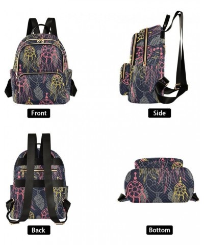 Pink Dreamcatcher Fashion Travel Backpack for Women Multi Pockets Lightweight Purse for Women-S Multicolor $16.17 Backpacks