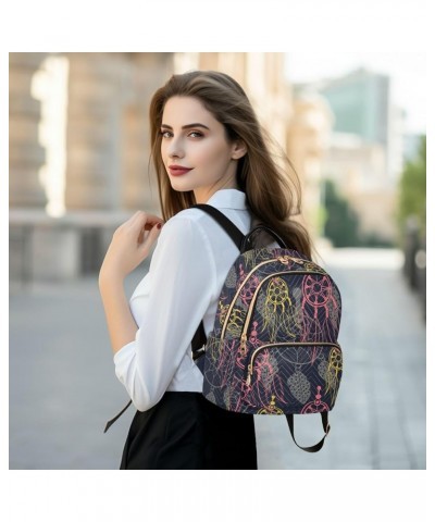 Pink Dreamcatcher Fashion Travel Backpack for Women Multi Pockets Lightweight Purse for Women-S Multicolor $16.17 Backpacks