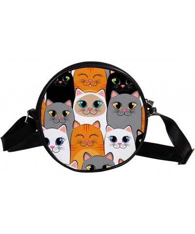 A Group Of Cat Circle Shoulder Bags Cell Phone Pouch Crossbody Purse Round Wallet Clutch Bag For Women With Adjustable Strap ...