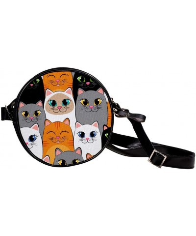 A Group Of Cat Circle Shoulder Bags Cell Phone Pouch Crossbody Purse Round Wallet Clutch Bag For Women With Adjustable Strap ...