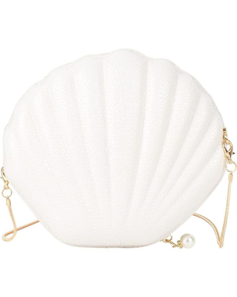 Women Mini Seashell Evening Clutch Handbag Cross-body Bag Shoulder Bag Beige White $8.26 Evening Bags