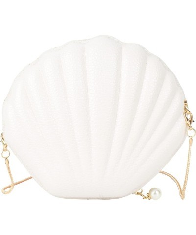 Women Mini Seashell Evening Clutch Handbag Cross-body Bag Shoulder Bag Beige White $8.26 Evening Bags