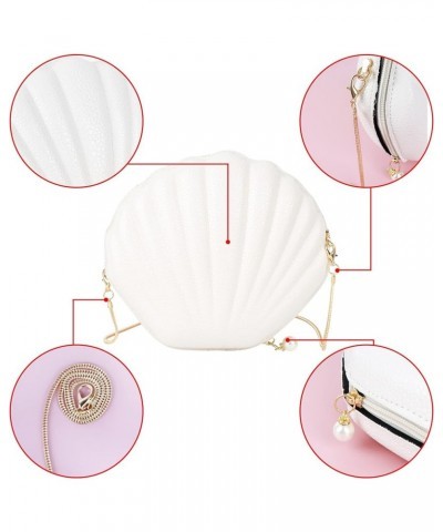 Women Mini Seashell Evening Clutch Handbag Cross-body Bag Shoulder Bag Beige White $8.26 Evening Bags