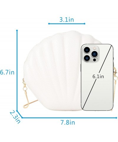 Women Mini Seashell Evening Clutch Handbag Cross-body Bag Shoulder Bag Beige White $8.26 Evening Bags