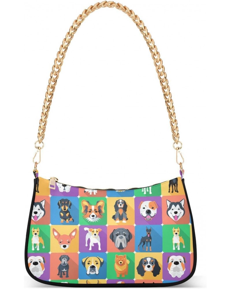 Dogs Shoulder Bag for Women Crossbody Small Tote Bag Purses with Chain Strap Handbag for Girls Beach Travel $12.30 Shoulder Bags