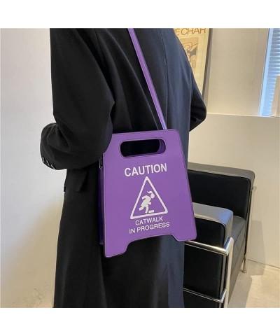 Cross-body Bag with Female Warning Letter, Fluorescent Color, Ladies Wallet Purple $12.30 Crossbody Bags