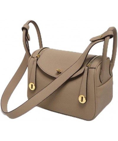 Exquisite Cowhide Lychee Grain Mini Lindy - Women's Ultimate Fashion Shoulder Handbag with Gold Buckle Accessory (S,Grey) $44...