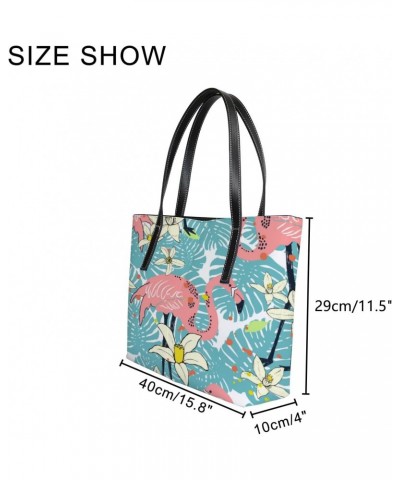 Large Tote Bags PU Leather Handbags Abstract Flamingo Women's Shoulder Bags with Top Handles Ladies Casual Shopping Bags Purs...