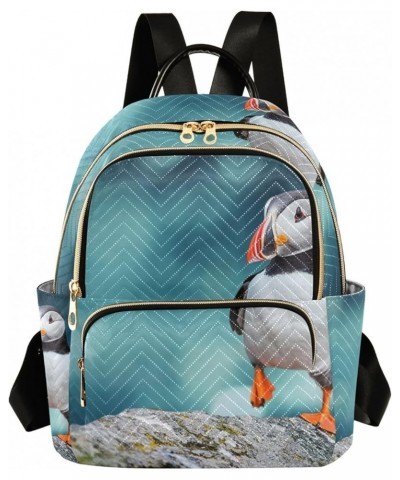 Bird Women Backpack Atlantic Puffins Blue Ocean Anti-Theft Travel Backpack with Luggage Belt Lightweight Handbag Lady Purse R...