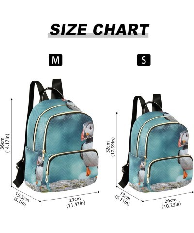 Bird Women Backpack Atlantic Puffins Blue Ocean Anti-Theft Travel Backpack with Luggage Belt Lightweight Handbag Lady Purse R...