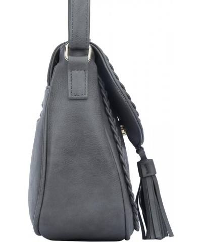 Casual Flap Saddle Crossbody Bags for Women Purses and Handbags with Tassel Z-grey $15.29 Crossbody Bags