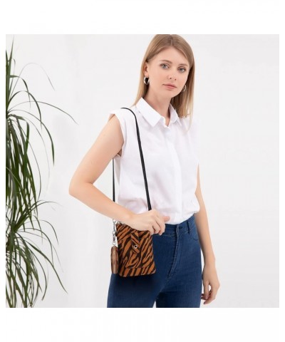 Womens Small Crossbody Bag For Woman, Tassel Wallet Purse，Gifts For Teenage Girls Stripe Brown $12.25 Crossbody Bags