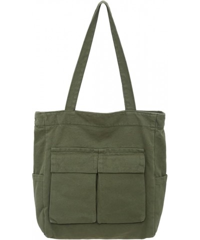 Canvas Tote Bag Hobo Bag Casual Shoulder Messenger Bag with Multiple Pockets for Women and Men,Dark Green Darkgreen $26.48 Totes