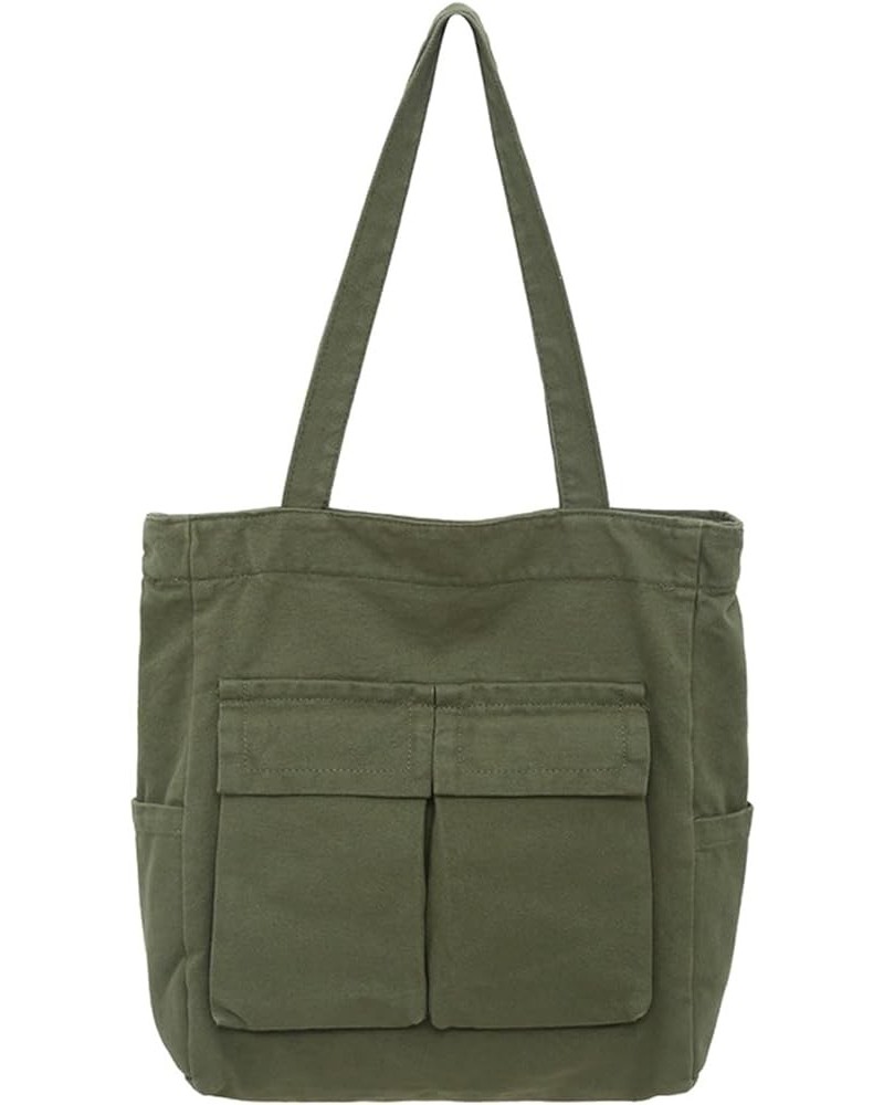 Canvas Tote Bag Hobo Bag Casual Shoulder Messenger Bag with Multiple Pockets for Women and Men,Dark Green Darkgreen $26.48 Totes