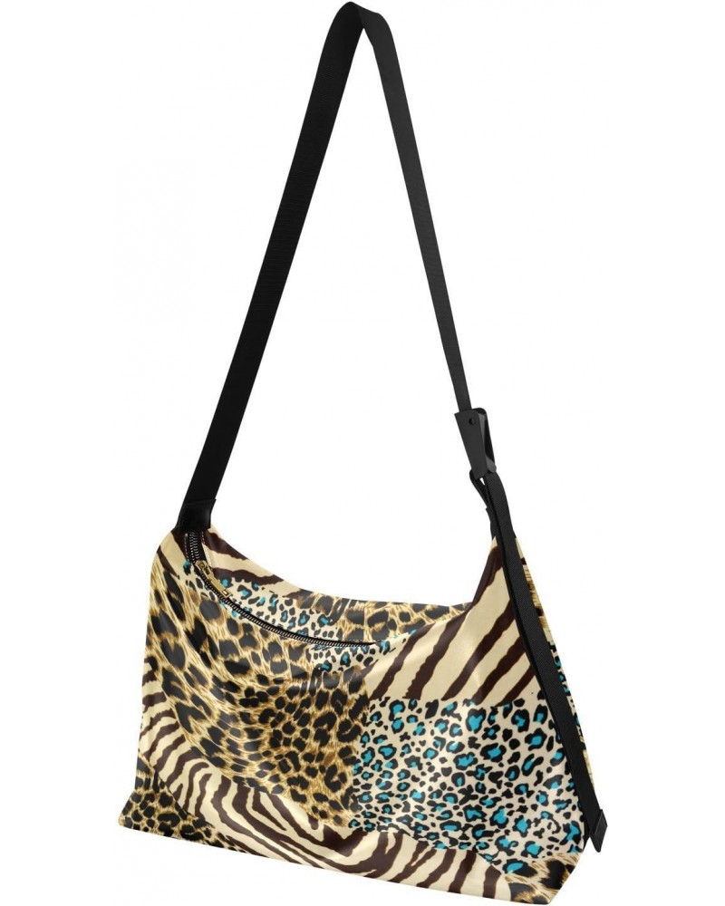 Leopard Print Hobo Shoulder Bag for Women Men PU Leather Crossbody Bag Slouchy Tote Handbags for Shopping Working Traveling $...