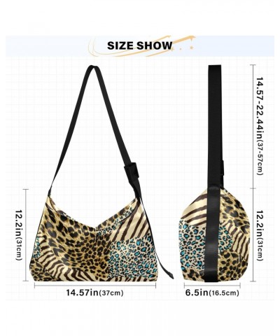 Leopard Print Hobo Shoulder Bag for Women Men PU Leather Crossbody Bag Slouchy Tote Handbags for Shopping Working Traveling $...