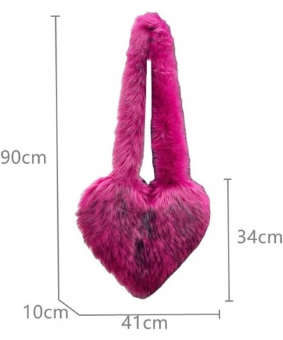 Fluffy Shoulder Bag for Women Heart-shaped Tote Bag Fuzzy Furry Handbag Hobo Bag Y2k Purse Crossbody Bag Large Small Large-ba...