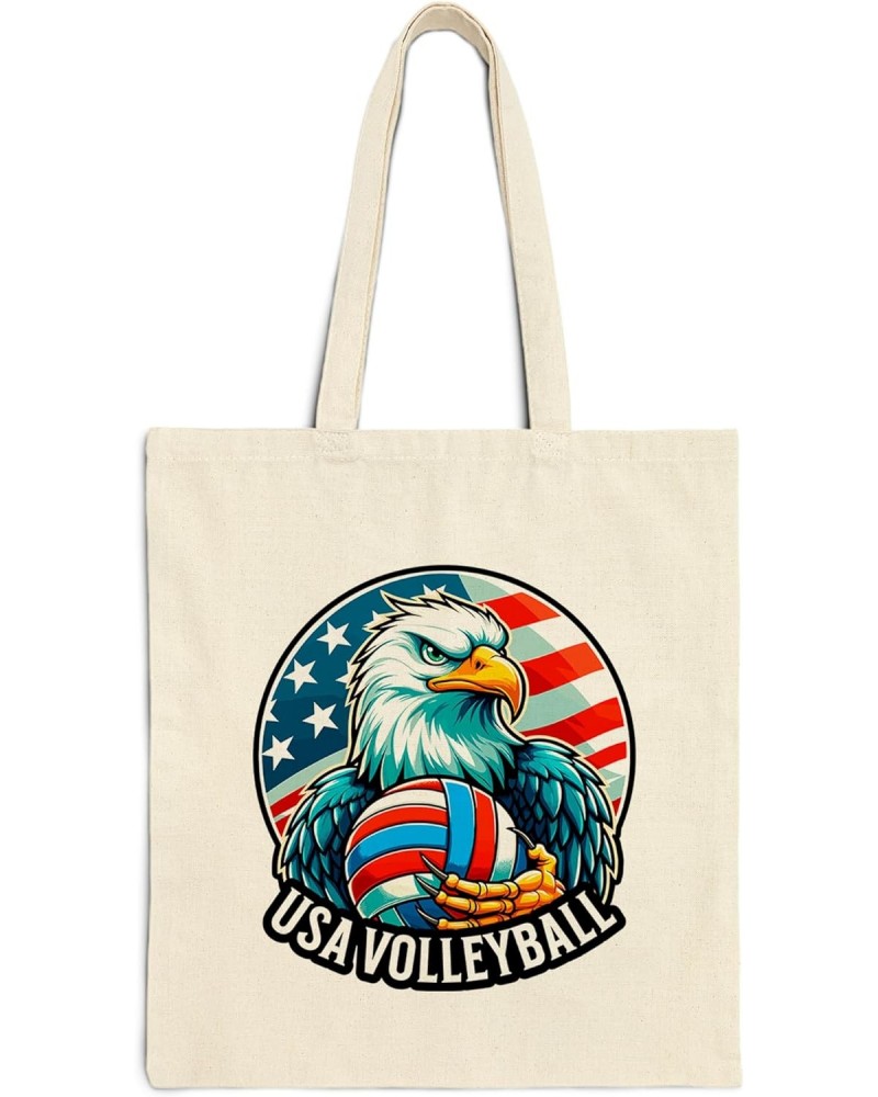 Usa Volleyball Cotton Tote Bag for Women Men Casual Tote Bag Cloth Canvas Shopping Bags with Handles Cute Bags Everyday Use 1...