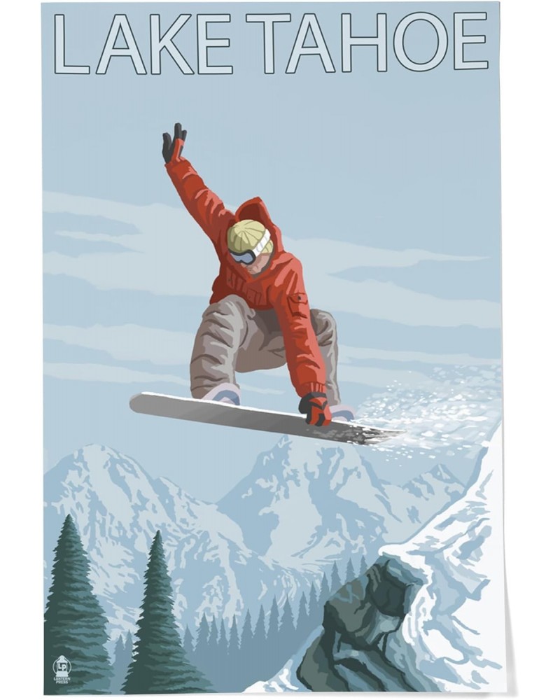 24x36 Inch Giclee Print, Lake Tahoe, California, Snowboarder Jumping $29.99 Totes