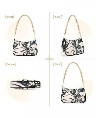 Tropical Leaf Handbags for Women Chain Shoulder Bag with Zipper Womens Tote Satchel Bags $15.59 Satchels