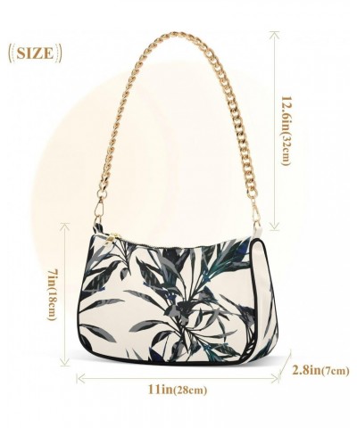 Tropical Leaf Handbags for Women Chain Shoulder Bag with Zipper Womens Tote Satchel Bags $15.59 Satchels