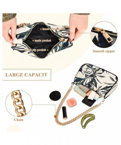 Tropical Leaf Handbags for Women Chain Shoulder Bag with Zipper Womens Tote Satchel Bags $15.59 Satchels