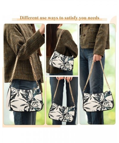 Tropical Leaf Handbags for Women Chain Shoulder Bag with Zipper Womens Tote Satchel Bags $15.59 Satchels