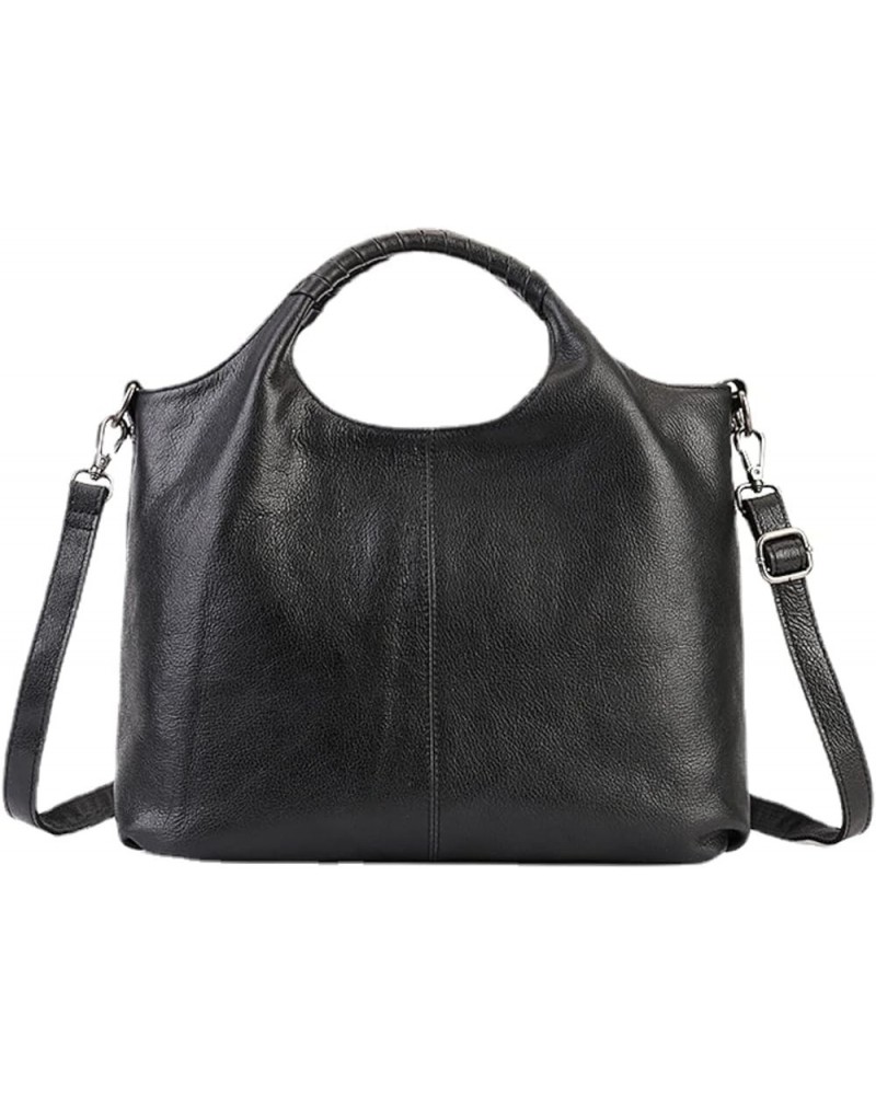 Women Genuine Leather Shoulder Bag Purse for Women Crossbody Bags Handbag Retro Travel Bag Tote Bag Hobo Bag Black $37.25 Hob...