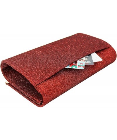 Premium Glitter Mesh Clutch Evening Bag Handbag Burgundy $9.65 Evening Bags