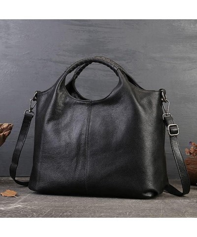 Women Genuine Leather Shoulder Bag Purse for Women Crossbody Bags Handbag Retro Travel Bag Tote Bag Hobo Bag Black $37.25 Hob...